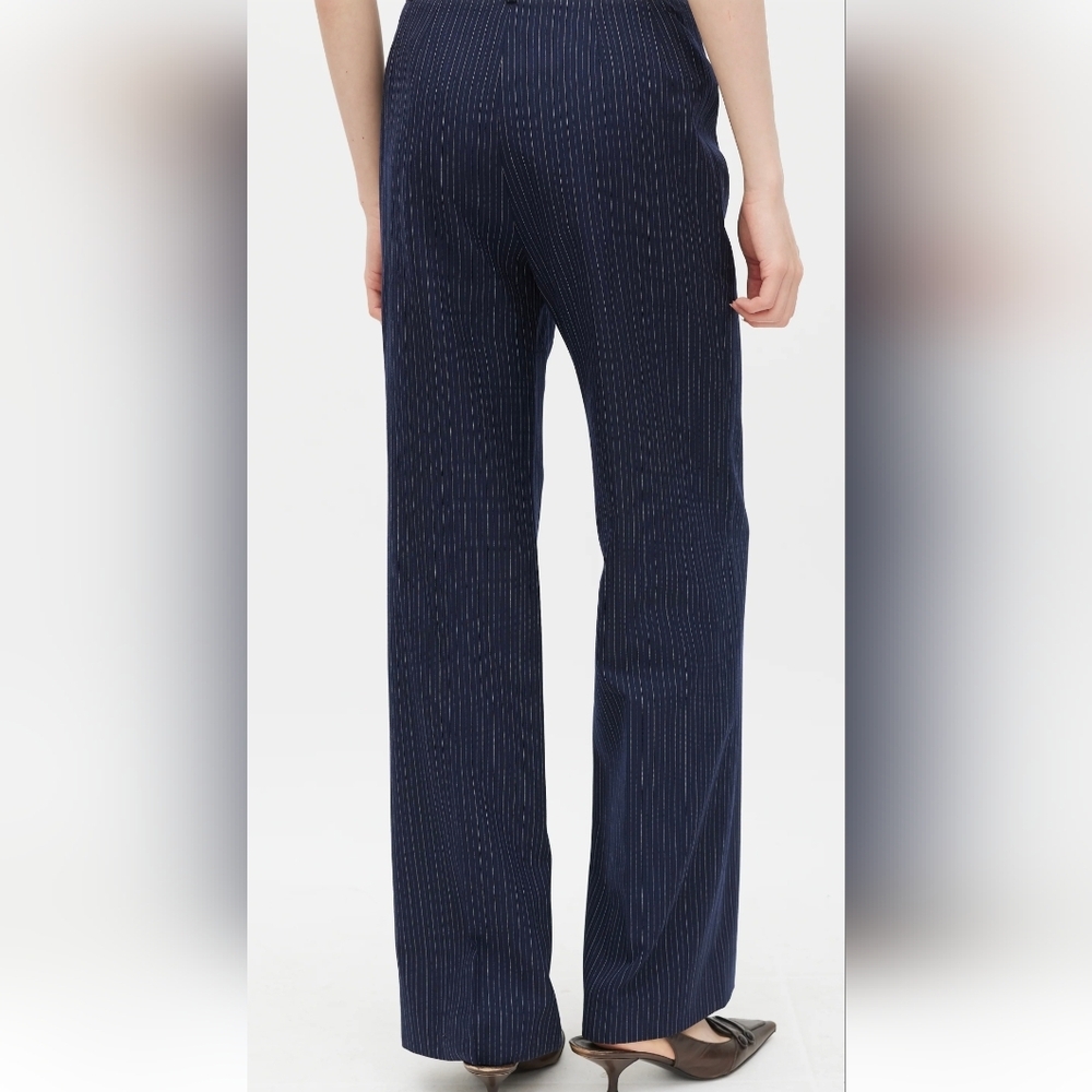 Cleo Black & White pin stripe Wide-Leg Trousers size 16 petite, new With Tags